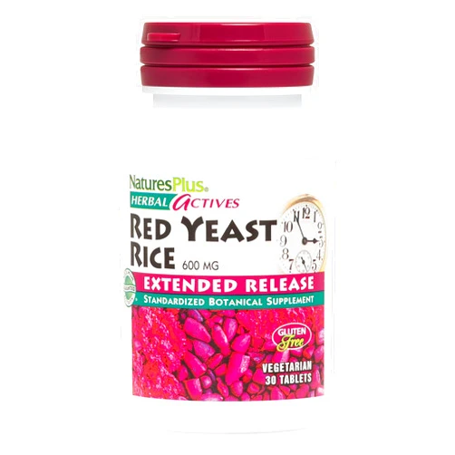 Natures Plus Herbal Actives Red Yeast Rice, Extended Release - 600mg, 30 Vegan Tablets - Herbal Supplement - Vegetarian, Gluten-Free - 30 Servings