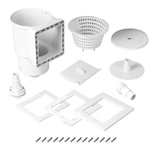 TonGass (Complete Set) Universal Fit Above Ground Pool Skimmer (White) - Pool Skimmer Accessory Kit - ABS Plastic Thru-Wall Skimmer with Accessories - Opening Width 6