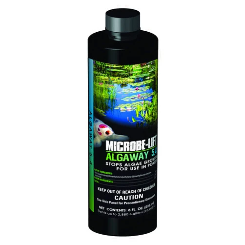 MICROBE-LIFT ALGA08 Algaway 5.4 Algae Control Treatment for Ponds and Water Gardens, Safe for Koi Fish, Goldfish, Plants, and Decorations, 8 Ounces