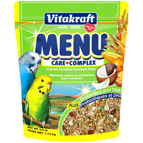 Vitakraft Menu Premium Parakeet Food - Vitamin-Fortified - Daily Pet Bird Food, 2.5 pounds