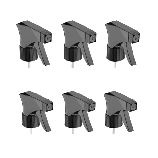DOMPEL Trigger Sprayers valves, Color Black, Thread 28/410, Made with Stainless Steel Springs and Glass Balls, with Spray and Stream Model 101D. (Spray Heads only, Bottles not Included) (6)