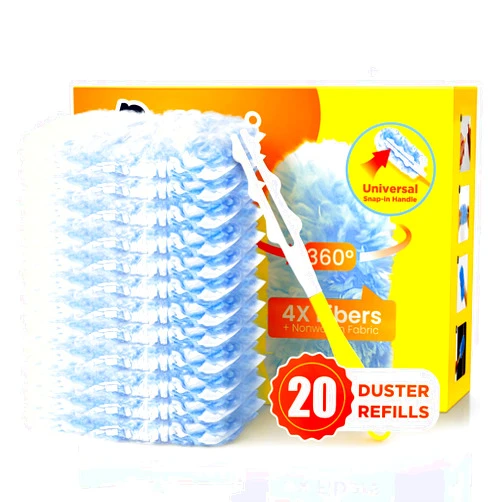 REKOPI Heavy Duty Duster Refills for Swiffer Duster, 20 Count Duster Refills with 1 Handle, Multisurface 360° Dusters with 4X Microfibers, Unscented Disposable Dusters for Cleaning (Blue)