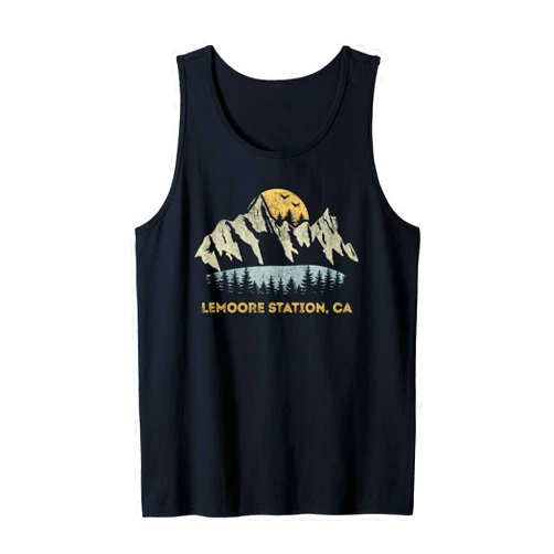 Lemoore Station CA Lake Mountain Souvenir Lemoore Station California Mountain Sunset Sunrise CA Tank Top