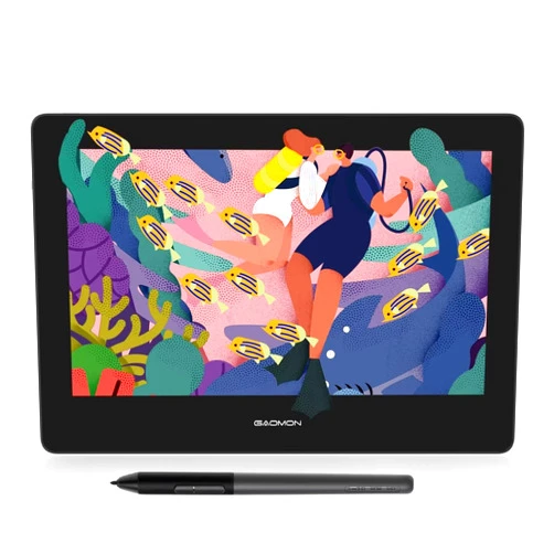 GAOMON PD1320 13.3 Inch Drawing Pen Display (Alice Blue) Full-Laminated Screen 86% NTSC with Headphone Jack Graphic Drawing Monitor for Digital Drawing Beginner & Professionals.