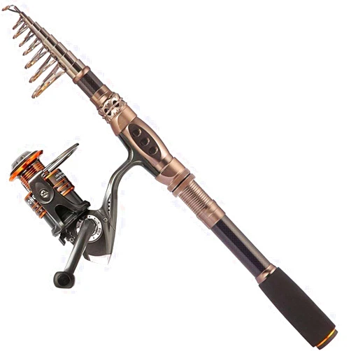 PLUSINNO Fishing Rod and Reel Combos Carbon Fiber Telescopic Fishing Pole with Reel Combo Sea Saltwater Freshwater Kit Fishing Rod Kit