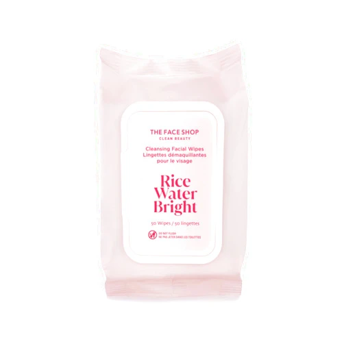 The Face Shop Rice Water Bright Makeup Remover Wipes for Face with Rice Extract, Brightening, Moisturizing, Infused with Cleansing Milk, Vegan Disposable Cleansing Facial Wipes, Korean Skin Care