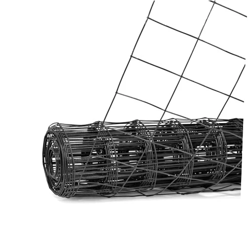 Fencer Wire 16 Gauge Green Vinyl Coated Welded Wire Mesh Size 2 inch X 3 inch, Black, 6 ft x50 feet