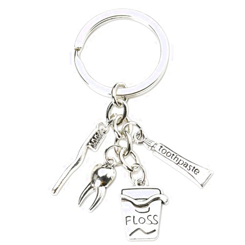 ShiQiao Spl Dental Hygienist Gifts for Women Men Dentist Dental Assistant Gifts for Coworkers Best Friend Students Graduation Birthday Gift Toothbrush Toothpaste Silver Keychain Dental Floss Pendant Keyring