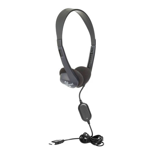 Egghead EGG-IAG-1000USB-20-SO-PK Stereo School Headphones W/USB Plug, Black (Pack of 20)