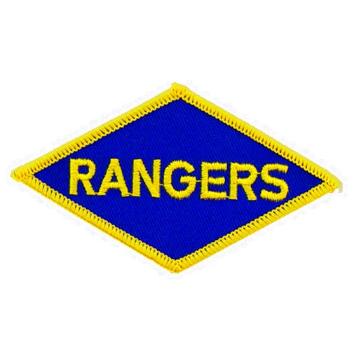 Artisan Owl United States Army Rangers Diamond Shaped Patch, Blue and Yellow, with Iron-On Adhesive