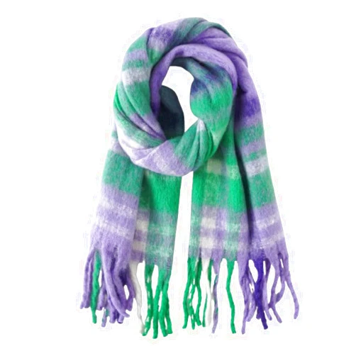 JInSEY Winter Warmth Essential: Rainbow Tassel Trendy Thick Scarf - Soft, Striped & Color-Blocked Design