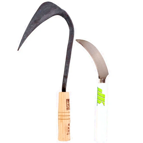 All That Garden Bundle Set of YoungJu DaeJangGan Original Homi (Hand Plow Hoe) and Saw Tooth Sickle, for Easy Digging, Seeding, Planting, and Gardening