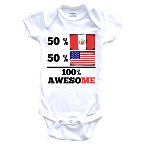 Really Awesome Shirts 50% Peruvian 50% American 100% Awesome Funny One Piece Baby Bodysuit