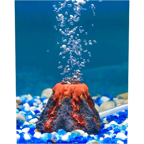 Uniclife Aquarium Volcano Ornament Kit Fish Tank Decoration Mini Resin Volcanic Decor for Fish Tank Landscape Realistic Mountain with Air Stone Bubbler Airline Tubing Accessories for Oxygenation