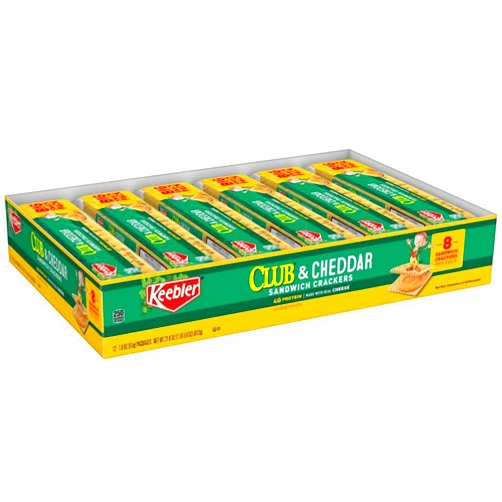 Keebler Products - Keebler - Sandwich Cracker, Club & Cheddar, 8-Cracker Snack Pack, 12 Packs/Box - Sold As 1 Box - Individually packaged. - Eight crackers per pack.