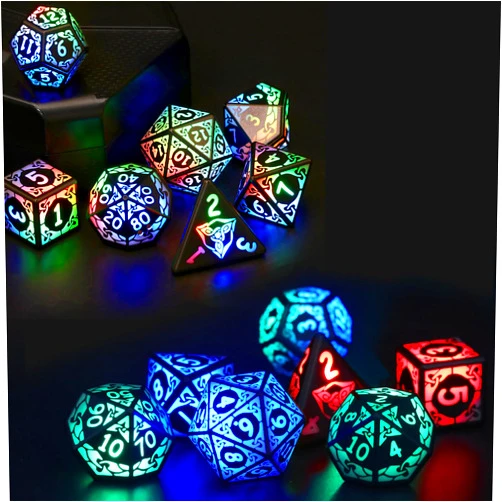 ZHOORQI Colored Light up Dice and 3 Colors Light up Dice Set, ZHOORQI LED Dice Set D&D Rechargeable for Dungeons & Dragons Dice Games