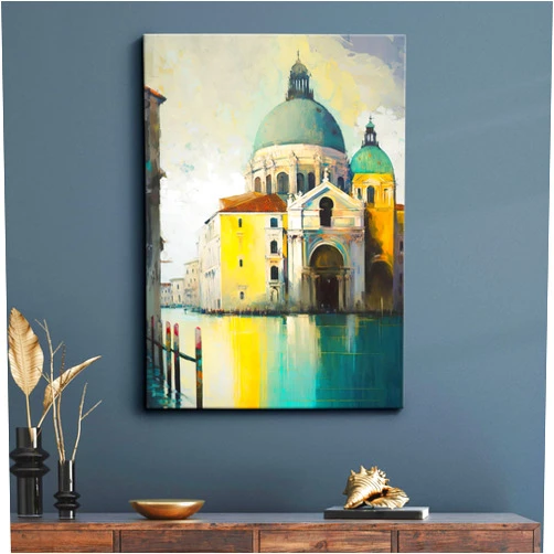 Custom Venice Italy Canal Cathedral Abstract Modern Colourful Europe Painting Wall Art, Home/Office Room Decor, Venice Italy Canal Poster,137
