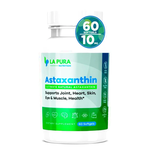 LaPura Ultimate Natural Astaxanthin 10mg, 60 Softgel Capsules – Pure, Non-GMO, Gluten-Free Supplement Made from Algae, Antioxidant, Supports Joint, Heart, Brain, Skin, Eye & Muscle – Made in USA