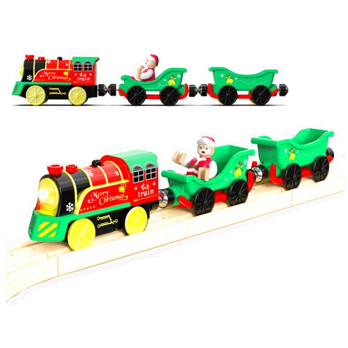 Z MAYABBO Electric Train Set for Wooden Tracks, Battery Powered Trains Toy with Lights & Sounds for Toddlers, Motorized Train for Kids Compatible with Thomas & Friends, Brio, Chuggington