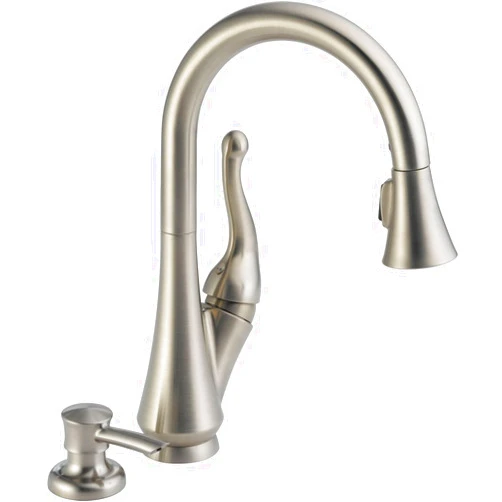 Delta Faucet Talbott Pull Down Kitchen Faucet Brushed Nickel, Kitchen Faucets with Pull Down Sprayer, Kitchen Sink Faucet, Faucet for Kitchen Sink, Soap Dispenser, Stainless 16968-SSSD-DST