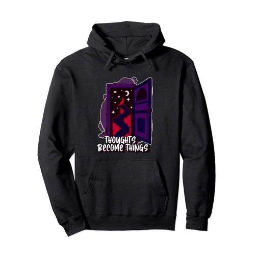 ARTDOBA - Spiritual Attraction Manifest Gift Thoughts Become Things Quote Inspirational Pullover Hoodie