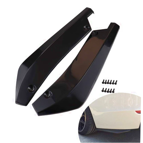 Banwinoto Rear Bumper Diffuser Universal Car Side Fender Skirt Lip Splitter Canard Protector 1 Pair Carbon Fiber/Black (Black)