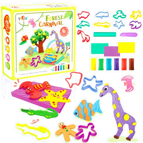 HASAYAQI Fun Animal Factory Play Dough Sets for Kids Ages 4-8,Animal Create Kit for Kids Ages 2-4,Arts & Crafts Toys Gift for Girls & Boys,14 Tools, 6 Dough Colors