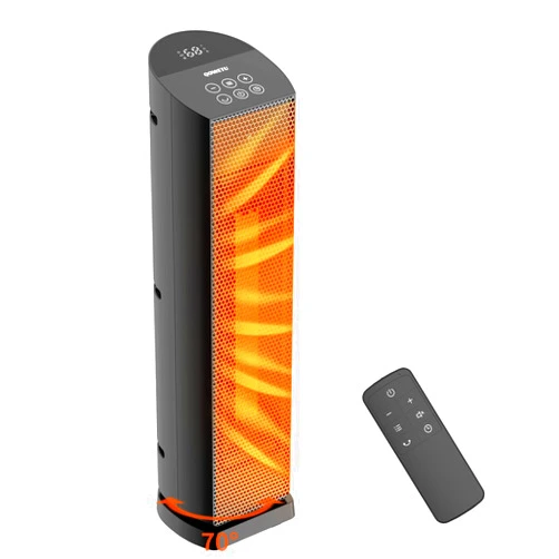 QOWETU Space Heater for Indoor Use - 24 inches 1500W Ceramic Heater with Remote Control, 12 Hour Timer, Oscillation, LED Display, for Bedroom Office Indoor