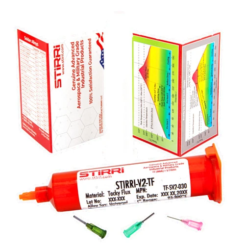 STIRRI-V2-TF no-clean MT soldering tacky paste flux (ROL0) - 30g syringe kit – for hand-soldering electronics - mid-range tacky paste flux with pine scent for Hot Air SMD assemblies