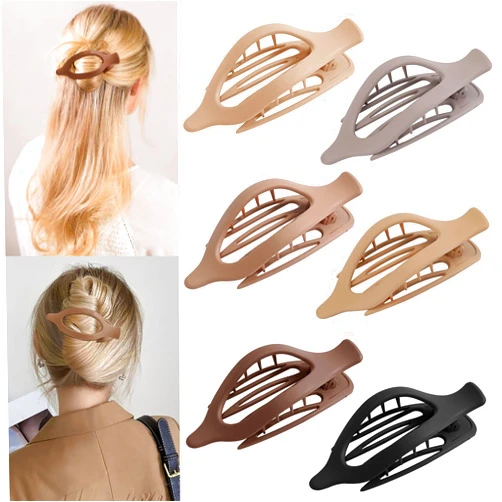 Glaudmeiss 6 Packs Hair Clips, French Concord Flat Hair Clips, Curved Claw Clips for Women Girls, Alligator Clips for Thick Thin Hair, Duck Billed Clips for Hair, 4.7 Inch Flat Claw Clips