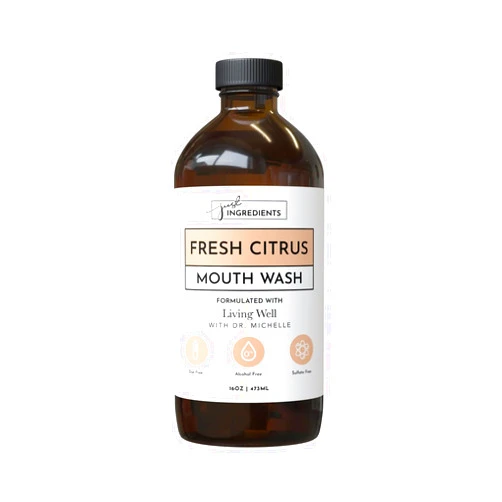 Living Well with Dr. Michelle Fresh Citrus Remineralizing Mouthwash | Hydroxyapatite & Colloidal Silver Formula | Alcohol-Free, Natural & Organic | Fluoride-Free Mouth Rinse
