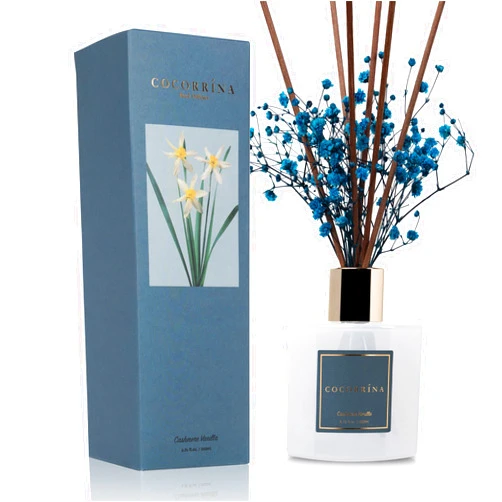 COCORRÍNA Cocorrína Premium Reed Diffuser Set with Preserved Baby's Breath & Cotton Stick Cashmere Vanilla | 6.7oz Scent Fragrance Oil Diffuser for Bedroom Bathroom Home Décor