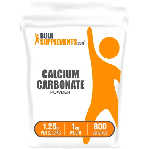 BulkSupplements.com Calcium Carbonate Powder - Calcium Supplements for Bone Health - Unflavored - 1250mg (500mg of Calcium) per Serving, 800 Servings (1 Kilogram - 2.2 lbs)