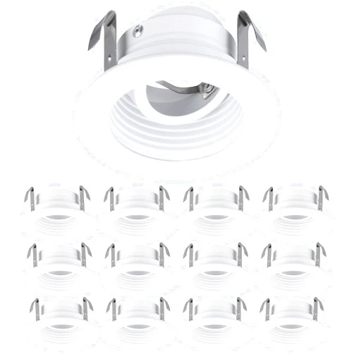 TORCHSTAR 12-Pack 3 Inch GU10 Trim, 3 Inch Recessed Gimbal Trim, Full Metal, Adjustable Ceiling Can Light Trim for 3 Inch Recessed Can, Only for GU10, Fit Halo/Juno Remodel Recessed Housing, White