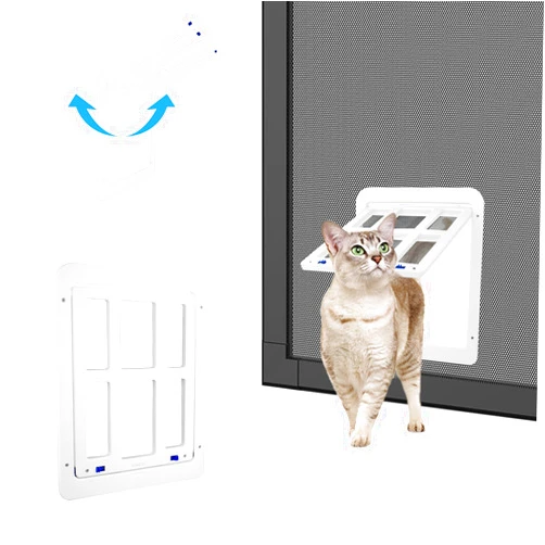 PETLESO Doggie Door for Screen Door, Pet Door for Small Dog Cat Screen Door for Sliding Screen Door, Small Dog Opening 9.6” * 8.2” White