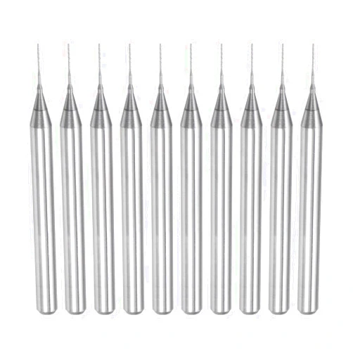 uxcell 10Pcs 0.4mm Carbide End Mill Engraving Milling Cutter CNC Router Bits for PCB Machine, 1/8