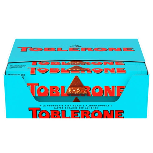 Toblerone Milk Chocolate Bar with Salted Caramelized Almonds and Honey and Almond Nougat, 20 - 3.52 oz Bars