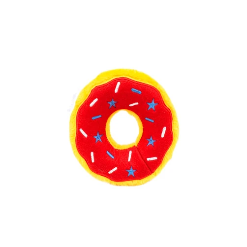 ZippyPaws - Original Donutz - No Stuffing, Squeaky Plush Dog Toy - Americana, Original Size (ZP1022)