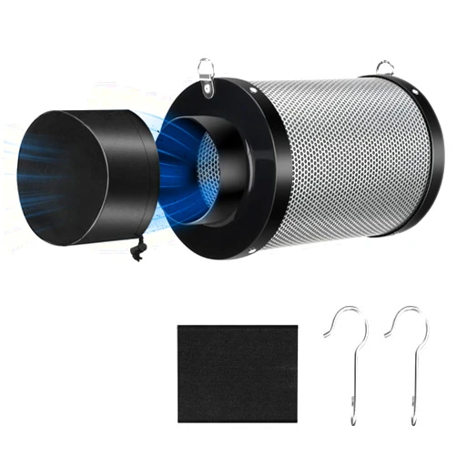 MELONFARM Air Carbon Filter Odor Control with Premium Australia Virgin Charcoal for Inline Fan, 2-Pc Vent Cover, 1 Pair Hanger & Pre-Filter Included (4