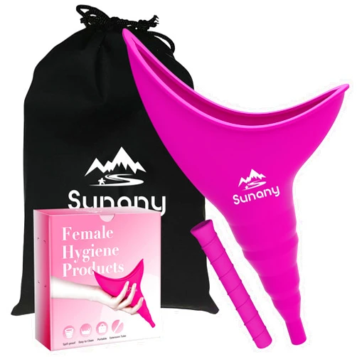 Sunany Female Urination Device, Reusable Female Urinal Silicone Women Pee Funnel Allows Women to Pee Standing Up, The Perfect Companion for Camping,Outdoor,Travel（Fuchsia）