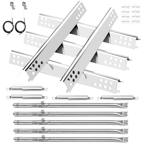 Barbqtime Grill Replacement Parts for Char-Broil Performance 5 Burner Grill 463347519 463275517 463347518 463243518 463243519, G470-5200-W1 Grill Burner & G470-0004-W1A Heat Shield for Charbroil Grill