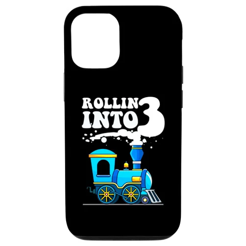 Kids Train Birthday Party Family Crew Gear iPhone 13 Rollin' Into 3 Train 3rd Birthday Party Three Years Old Boys Case