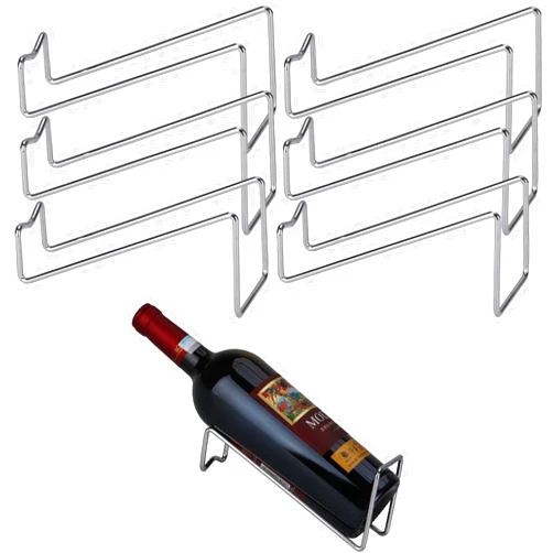 Homeve 6pcs Stainless Steel Wine Rack, Simple Bottle Racks, Tabletop Table Bottle Holder, Countertop Wine Bottle Storage Holder, Wine Display Racks-Silver