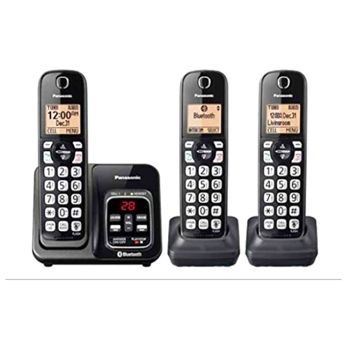 Panasonic KX-TG273SK Link2Cell Bluetooth Cordless Phone with Voice Assist and Answering Machine - 3 Handsets (Renewed)