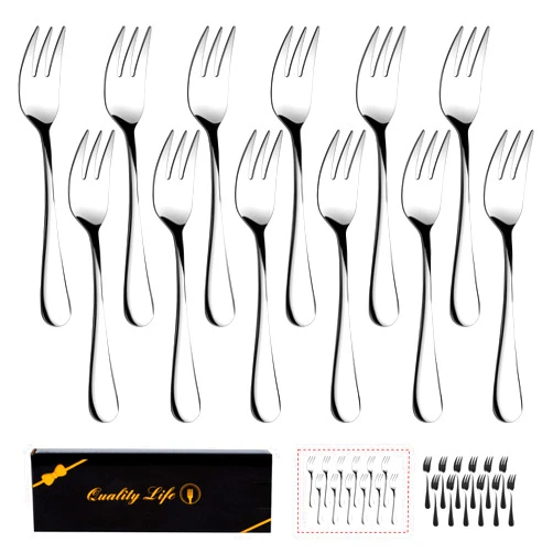 XXZWSJSH Dessert Forks Set of 12, 5.5Inches, Stainless Steel Cocktail Forks, Appetizer Small Forks, Fruit Salad Forks for Party, Hotel, Restaurant，Dishwasher Safe