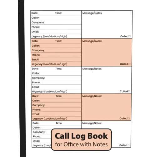 Alex A. Myles Call Log Book for Office with Notes: Phone Calls, Voicemails and Messages Notebook (Space for Over 500 Records)