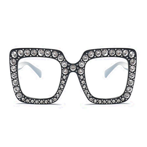 Armear Trendy Rhinestone Square Sunglasses Women Oversized Crystal Frame Designer Gradient Lens Eyeglasses 67mm