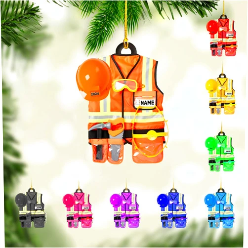 Artparel Personalized Construction Worker Christmas Ornament - Hard Hat Xmas Gift