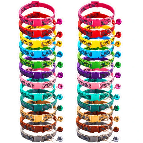 HOLLIHI 24 pcs/Set Puppy Collars 12 Colors - Adjustable Puppy Whelping Collars with Tower Buckle,Soft Nylon Puppy ID Collars for Small Dogs