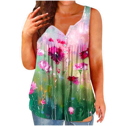 Generic Shirts for Women Trendy 2024 Casual Floral Printed T-Shirts Blouses Loose Comfy Oversized Tee Summer Outfits 2024